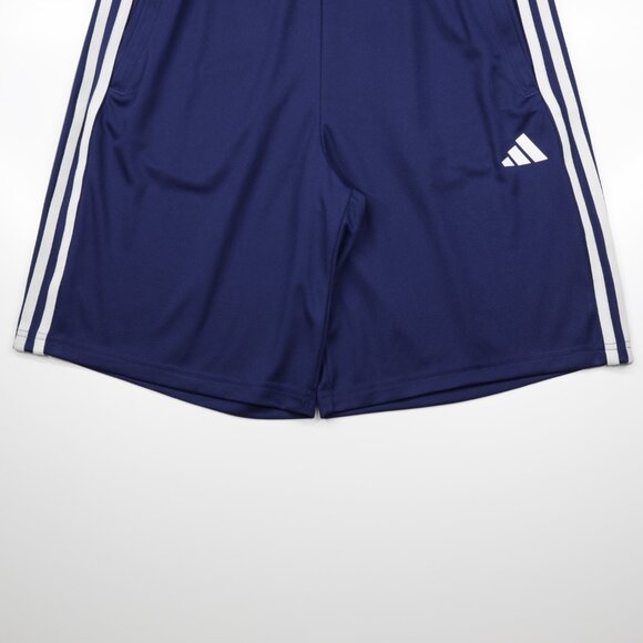 Adidas Men's Train Essentials Pique 3 Stripes Zip Pocket Shorts Blue Size M - Picture 3 of 11